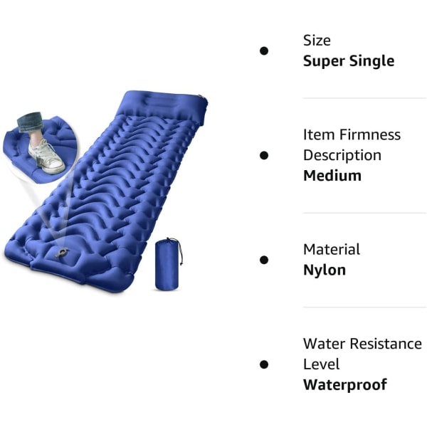 Sovsäckspåse Ultralätt Uppblåsbar Sovsäckspåse för Camping LT-04 Treasure Blue