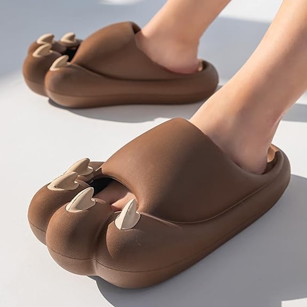 Kattenslabbsko - Søte, morsomme, komfortable og myke hjemmesko Brown Shoes Size 40-41