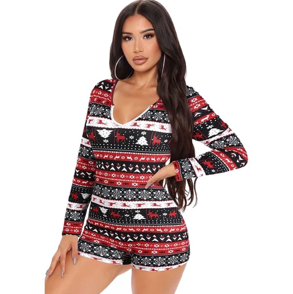 Kvinnors bodysuit Jumpsuits Print Kort red S