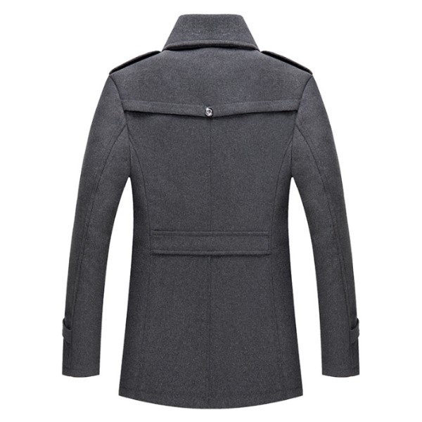 Enkelknäppt Military Peacoat i ull för män black 2XL