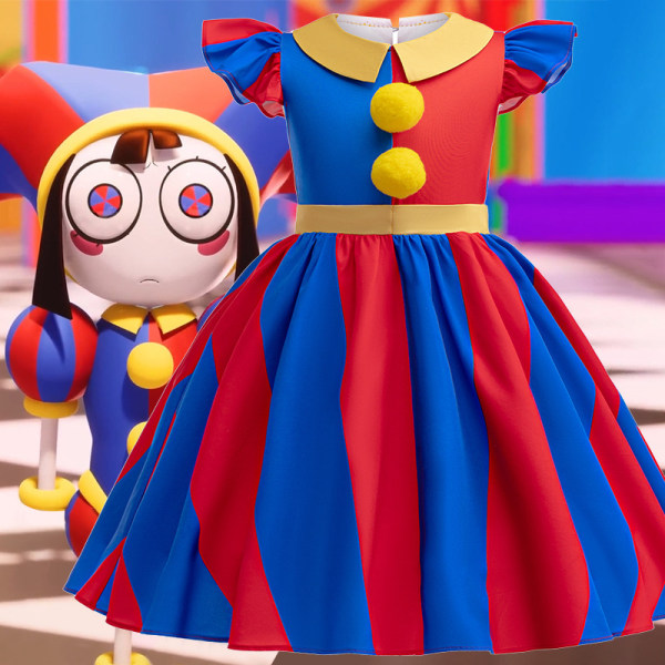 Cirkusdräkter Flickor Barn Film Clown Kostym Cosplay,Hallowen Party Outfits 140cm