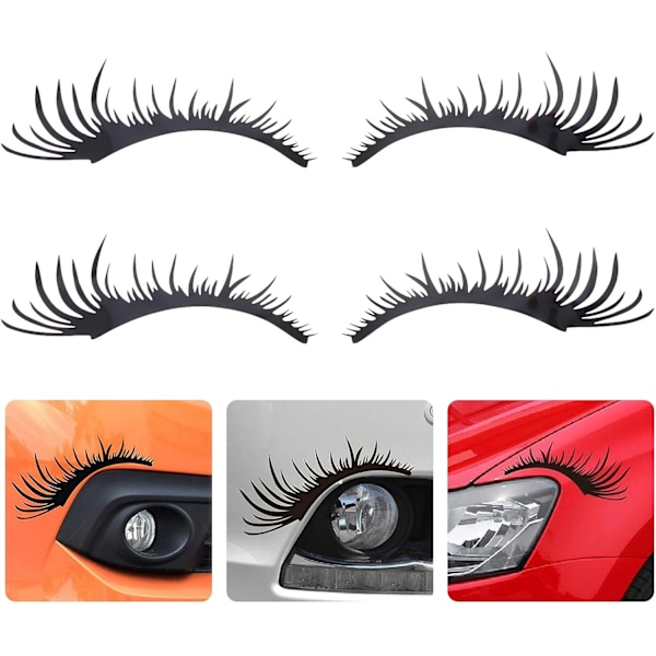 2 Par Eyelash-Dekaler til Bilens Frontlykter Black