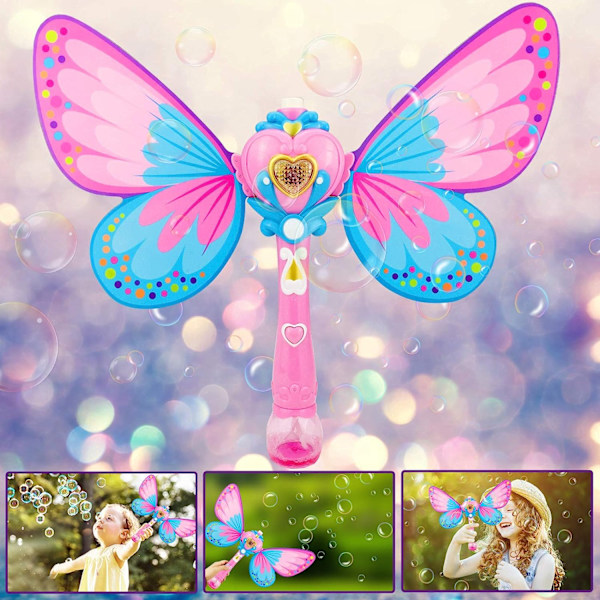 Bubble Machine för barn Butterfly Bubbles Wandblåsare Pink