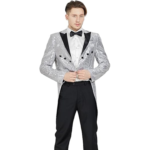 Herrar Sekven Tuxedo Jacka Svansar Slim Fit Frack Klänning Jacka Wine Red M