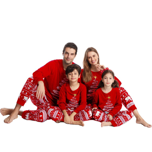 Julepyjamas til familien, matchende julepyjamassett for familien Red Infant 3M