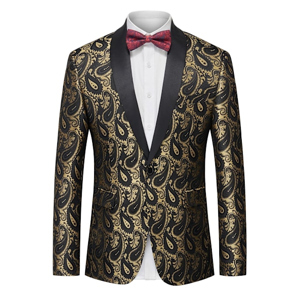 Miesten kukallinen smokingtakki Paisley-huivillä, Blazer-takki Golden M
