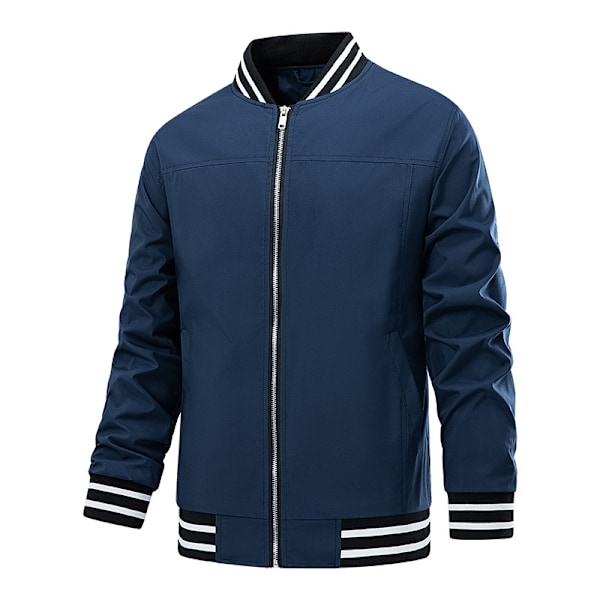 Mænds Jakke Casual Pilot Fuldt Lynlås Jakke Blue M