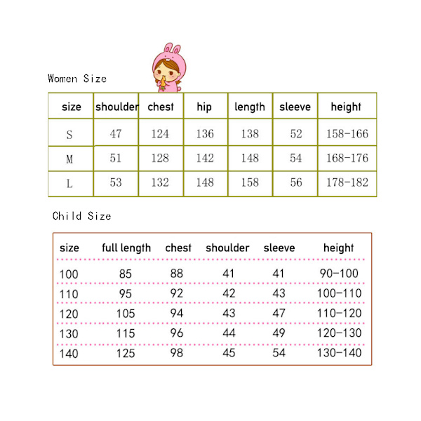 Vuxen eller barn One-Piece Cosplay Animal Pyjamas pink L