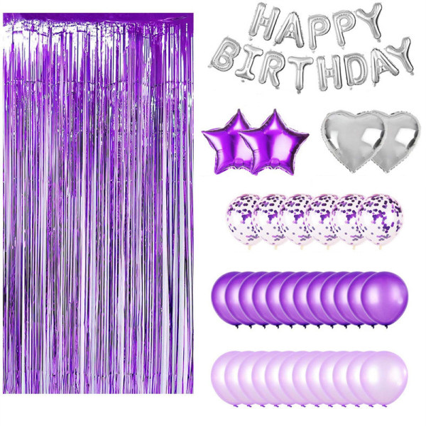 Set - 37-pack ballongfolie fransgardinbakgrundssats purple