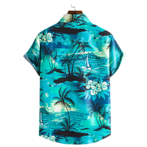 Strandskjorta Hawaii kortärmad blomskjorta män color8 l