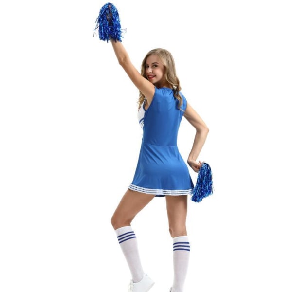 Cheerleader Kostym Med Pom Poms Cheerleading Blue 120