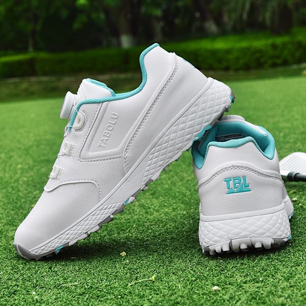 Dame Golf Sko Spikeless Vanntett Golf Sport Sneakers White Blue 39