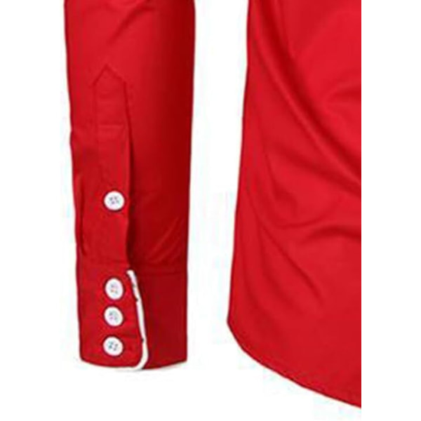 Western Cowboyskjorta för män Mode Slim Fit Design Red 3 2XL