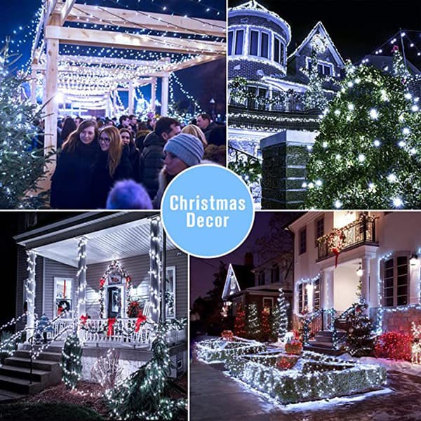 Vanntette solcelle julelys, 8 moduser utendørs julelys for juledekorasjoner Warm White 5M20LED