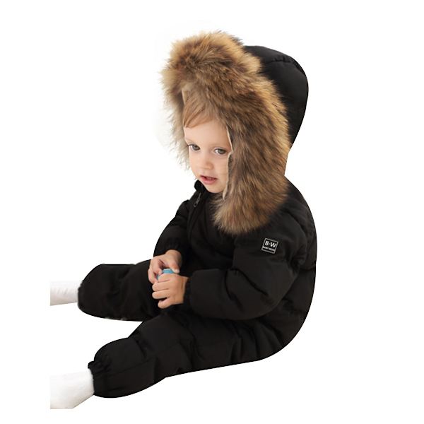 Toddler Baby Flickor Pojkar Kappa Vinter Dun Jumpsuits black 73cm