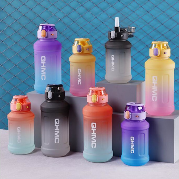 Stor vattenflaska med sugrör för fitness, gym och utomhussporter purple 900ml