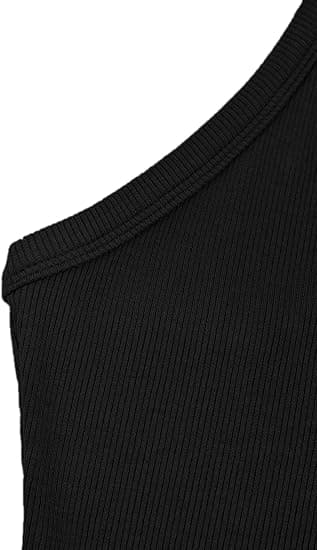 Dam Racerback Basic Tank Camisole V-ringad Slim Fit Ribbad Ärmlös Black L