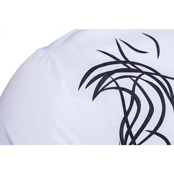 Herrar Tryckt Knapp-Ner Skjorta Långärmad Casual Skjorta white XL