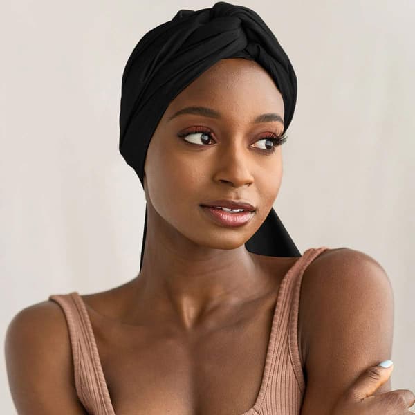 Stretch Jersey Turban Hodeplagg, Urban Hårbånd Black
