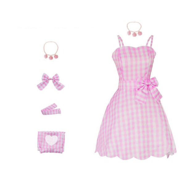 Barbie film Margot Robbie Cosplay hjärta rosa klänning Children 110