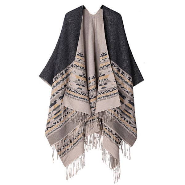 Retro Tofs Poncho Sjal Cape Wraps för kvinnor white