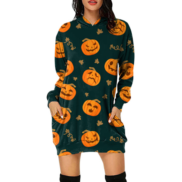 Kvinnors Halloween pumpa sweatshirts Casual Tops green M