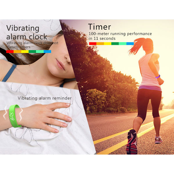 Vibrerende Alarm-Ur, Genopladelig Lydløs Vibrerende Ur Blue