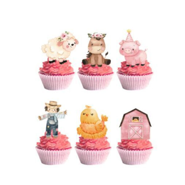 Gårdstema Rosa Babyfest Pynt Set 1