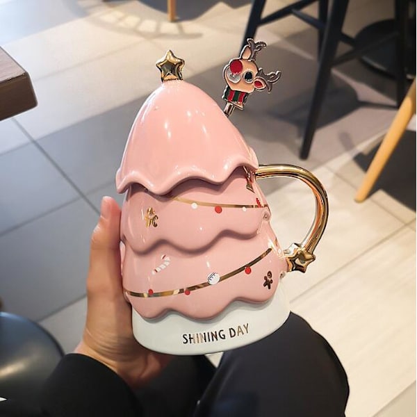 450ml Mugg i Julgransform Pink