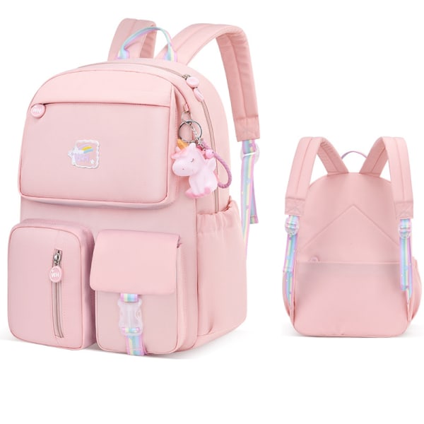 Skolväska för barn, söt estetisk vattentät ryggsäck Pink S