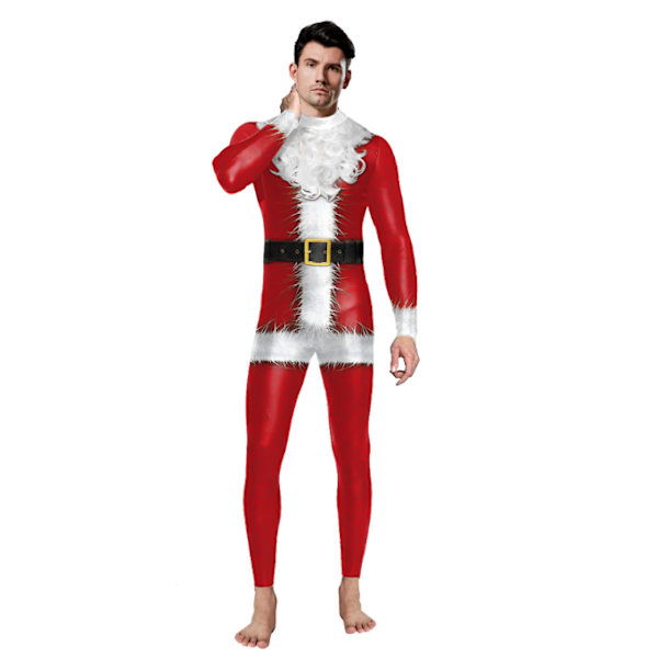 Herr jul bodysuit kostym 3D Print Cosplay Jumpsuit M
