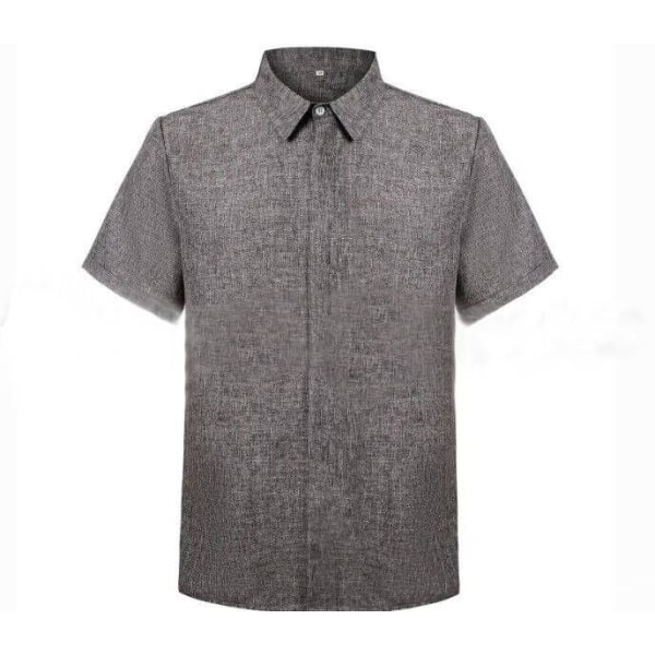 Lös enfärgad kortärmad skjorta för män Gray 2xl
