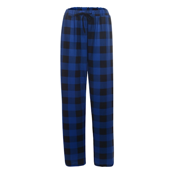 Herre Plaid Pyjamasbukser, Myke Lounge Pyjamasbukser med Lommer Blue M