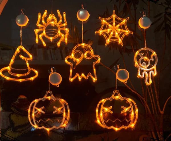Vindue Sugeskåls LED Lys Halloween Dekoration Ghosts