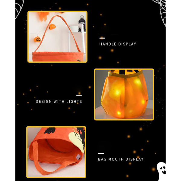 Halloween Børne Tote Lysende Græskar Taske Purple