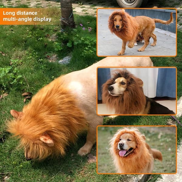 Realistsik och Rolig Lejonperuk för Hundar M Light Brown