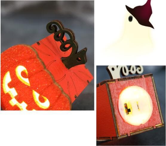 Halloween LED Trelysende Spøkelsesansikt Gresskarlys Style 2