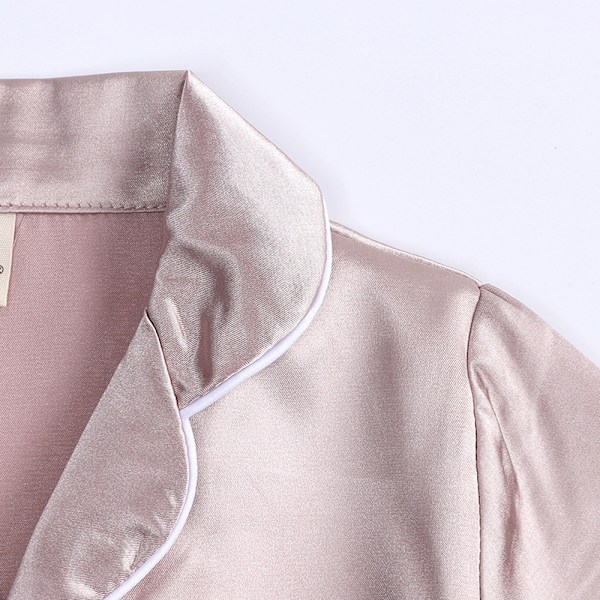 Satin Pyjamas Set i Siden, Kortärmad, Barnkläder för Sovkläder apricot 130