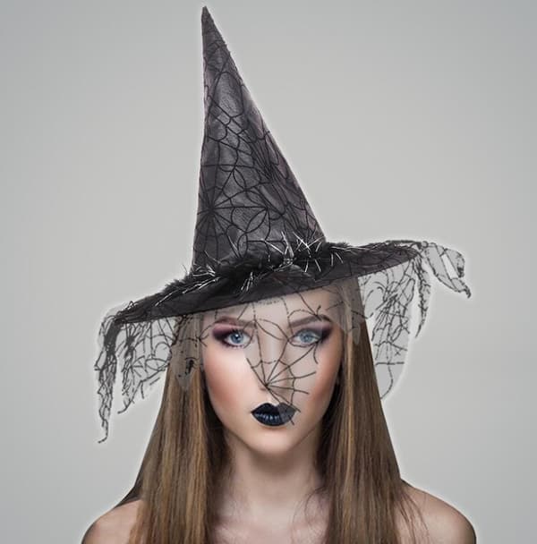 Halloween-hekshatt i netting Black