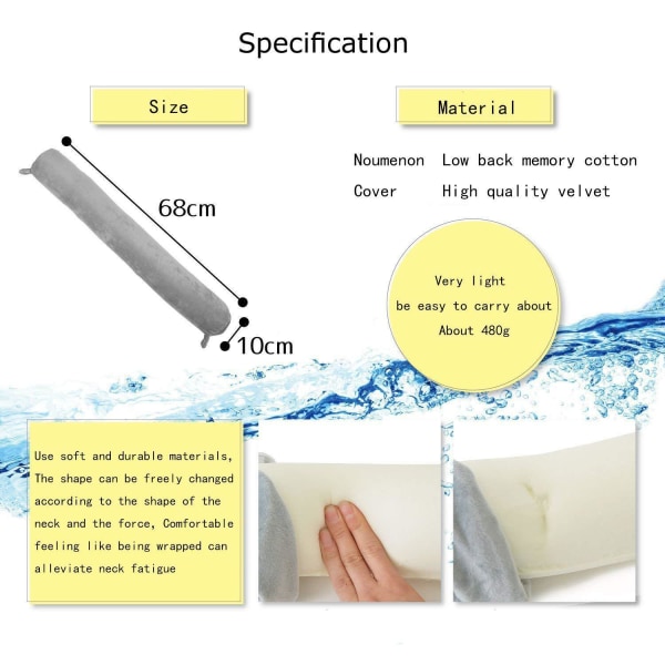 Twist Memory Foam Resepill för Nacke, Haka, Ländrygg och Ben - Perfekt för Resor Grey