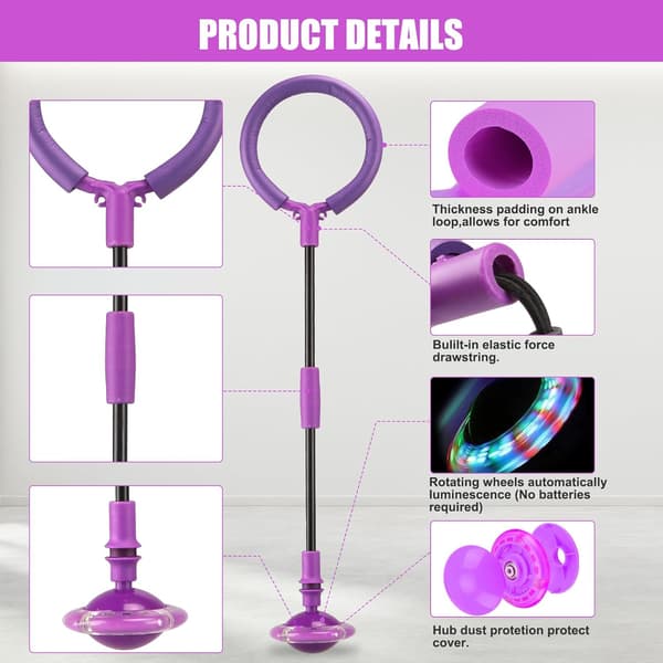 Hoppa Boll med Blinkande Hjul för Barn, Vikbar Purple