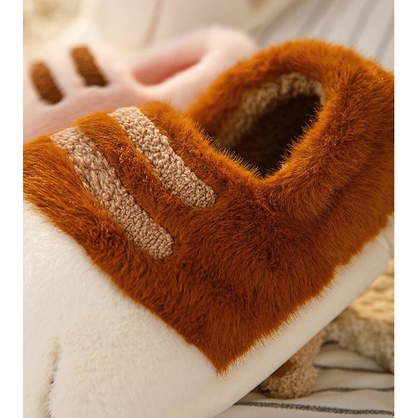 Damkatt Tofflor, 3D Katt Tass Cartoon Tofflor Khaki 40-41