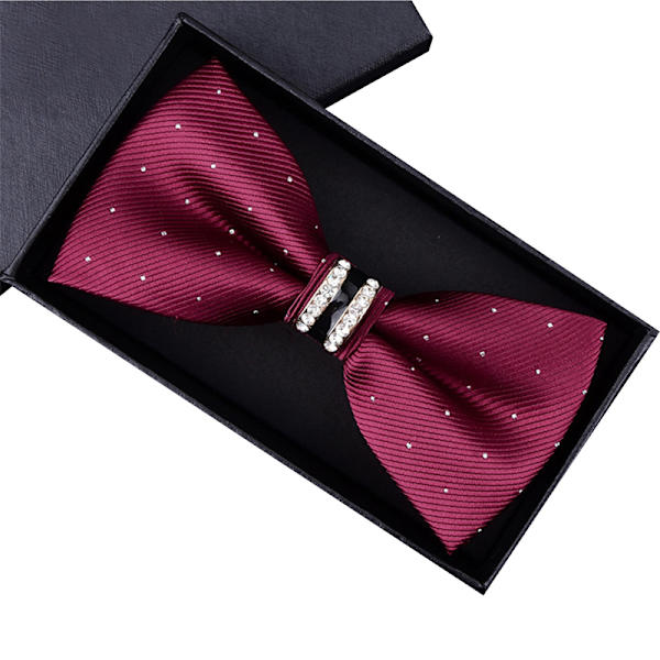 Forhåndsknyttede slips for menn til bryllup, fest, fancy, enkle, justerbare slips Wine Red 1