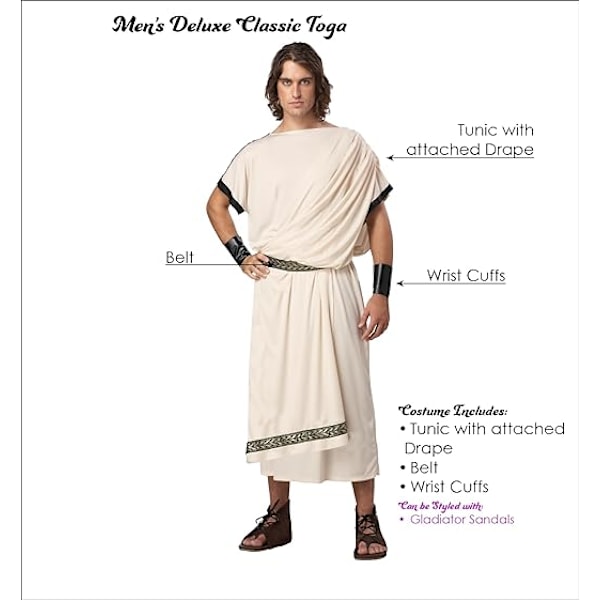 Gresk Toga Kostyme for Par - Kles for Mann og Kvinne Women M