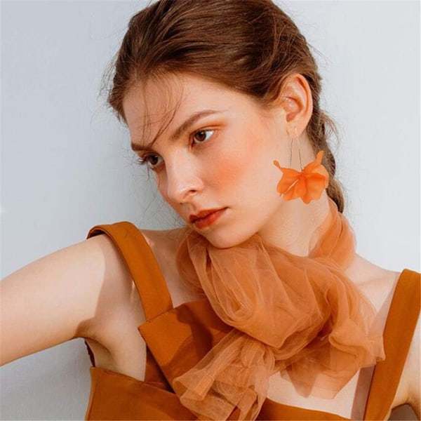 Boho Rose Petal Dangle Resin örhängen Orange
