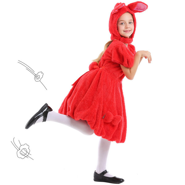 Barn Kanin kostym Cosplay Bunny Dress Animal Onesie för flickor White XS