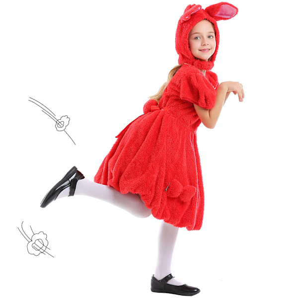 Påskharen Cosplay Klänning för barn Red 120-140cm
