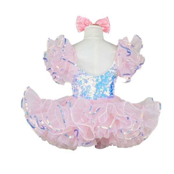 Barn Ballroom Klær Sekvensert Moderne Danse Tutu Kjole pink 130cm