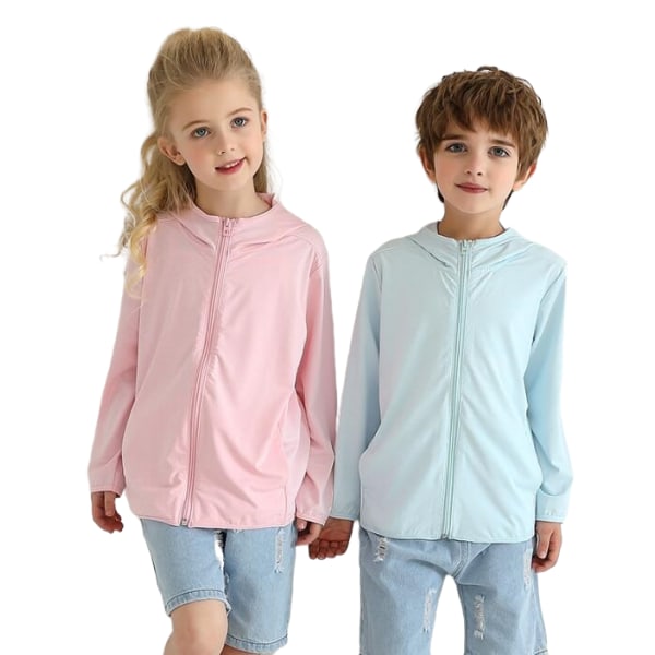 Solskyddsjacka med huva för pojkar, flickor pink 140cm