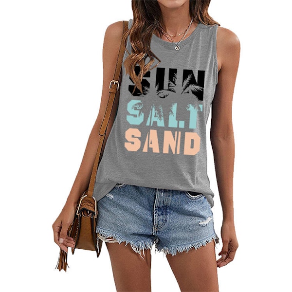 Dam ärmlös Beach Praty Shirts Topp Grey M